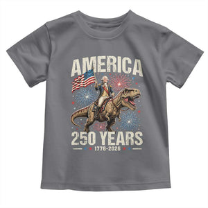 America 250 Years George Washington Riding Tyrannosaurus Rex Toddler T Shirt TS11 Charcoal Print Your Wear