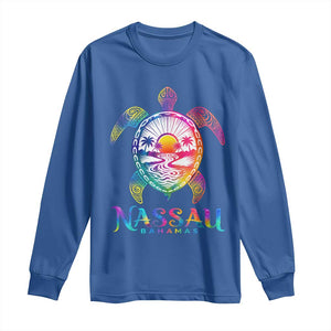 Nassau Bahamas Beach Vacation Long Sleeve Shirt Tie Dye Sea Turtle TS11 Royal Blue Print Your Wear
