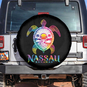 Nassau Bahamas Beach Vacation Spare Tire Cover Tie Dye Sea Turtle TS11 No hole Black Print Your Wear