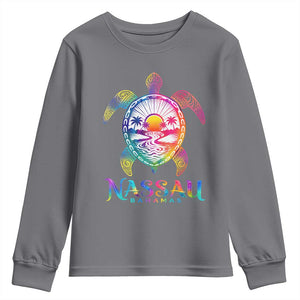 Nassau Bahamas Beach Vacation Youth Sweatshirt Tie Dye Sea Turtle TS11 Charcoal Print Your Wear