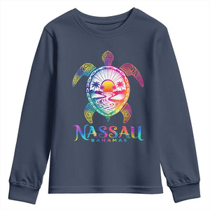 Nassau Bahamas Beach Vacation Youth Sweatshirt Tie Dye Sea Turtle TS11 Navy Print Your Wear