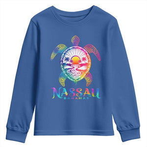Nassau Bahamas Beach Vacation Youth Sweatshirt Tie Dye Sea Turtle TS11 Royal Blue Print Your Wear