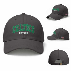 Celtic Nation Baseball Cap Sports Varsity Aesthetic Letters Cap TS11 Baseball Cap Universal Fit Dark Gray Print Your Wear