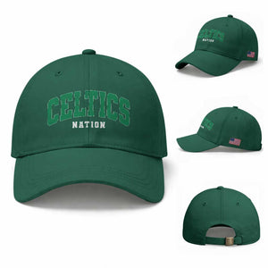 Celtic Nation Baseball Cap Sports Varsity Aesthetic Letters Cap TS11 Baseball Cap Universal Fit Irish Green Print Your Wear