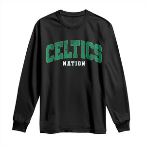 Celtic Nation Long Sleeve Shirt Sports Varsity Aesthetic Letters Cap TS11 Black Print Your Wear