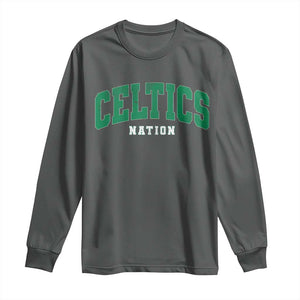 Celtic Nation Long Sleeve Shirt Sports Varsity Aesthetic Letters Cap TS11 Dark Heather Print Your Wear