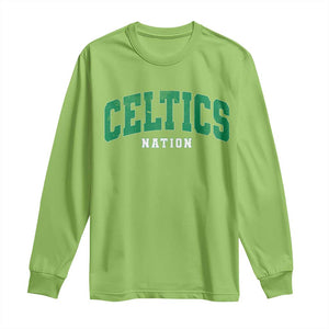 Celtic Nation Long Sleeve Shirt Sports Varsity Aesthetic Letters Cap TS11 Lime Print Your Wear