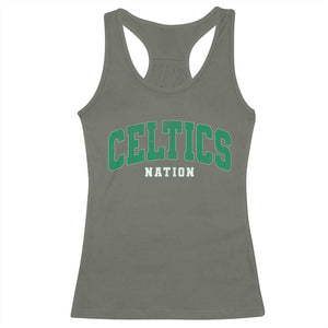 Celtic Nation Racerback Tank Top Sports Varsity Aesthetic Letters Cap TS11 Military Green Print Your Wear