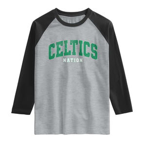 Celtic Nation Raglan Shirt Sports Varsity Aesthetic Letters Cap TS11 Heather Gray Black Print Your Wear