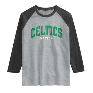 Celtic Nation Raglan Shirt Sports Varsity Aesthetic Letters Cap TS11 Heather Gray Heather Charcoal Print Your Wear