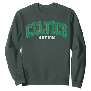 Celtic Nation Sweatshirt Sports Varsity Aesthetic Letters Cap TS11 Dark Forest Green Print Your Wear
