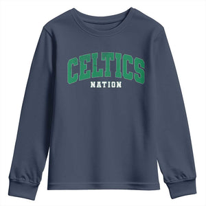 Celtic Nation Youth Sweatshirt Sports Varsity Aesthetic Letters Cap TS11 Navy Print Your Wear