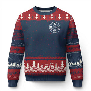 Fishing Dad Ugly Christmas Sweater Fisherman Fish Lover Father's Day Gift TS11 Navy Red Print Your Wear