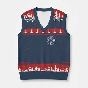 Fishing Dad V-Neck Knit Sweater Vest Fisherman Fish Lover Father's Day Gift TS11 Navy Red Print Your Wear