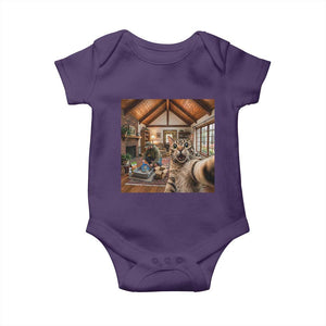 Cat Selfie with Man Funny Cat Dad Baby Onesie TS11 Purple Print Your Wear