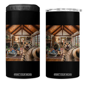Cat Selfie with Man Funny Cat Dad 4 in 1 Can Cooler Tumbler TS11 One Size: 16 oz Black Print Your Wear