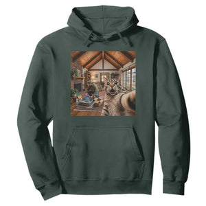 Cat Selfie with Man Funny Cat Dad Hoodie TS11 Dark Forest Green Print Your Wear