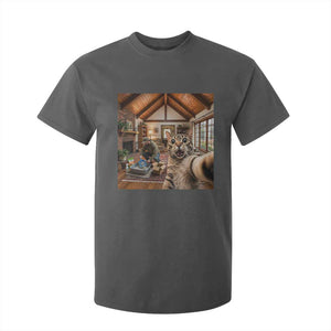 Cat Selfie with Man Funny Cat Dad T Shirt For Kid TS11 Dark Heather Print Your Wear
