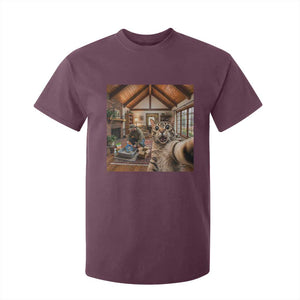Cat Selfie with Man Funny Cat Dad T Shirt For Kid TS11 Maroon Print Your Wear