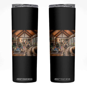 Cat Selfie with Man Funny Cat Dad Skinny Tumbler TS11 Black Print Your Wear