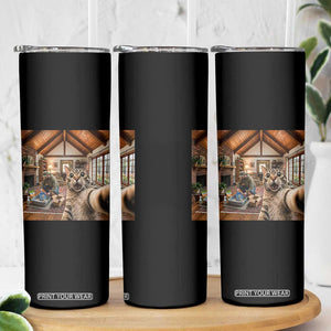 Cat Selfie with Man Funny Cat Dad Skinny Tumbler TS11 Print Your Wear