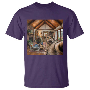 Cat Selfie with Man Funny Cat Dad T Shirt TS11 Purple Print Your Wear