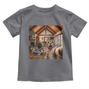 Cat Selfie with Man Funny Cat Dad Toddler T Shirt TS11 Charcoal Print Your Wear