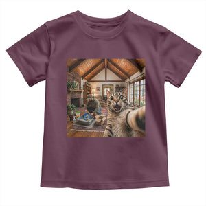 Cat Selfie with Man Funny Cat Dad Toddler T Shirt TS11 Maroon Print Your Wear