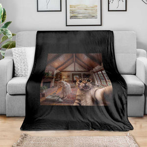 Cat Selfie with Woman Funny Cat Mom Throw Blanket TS11 Print Your Wear
