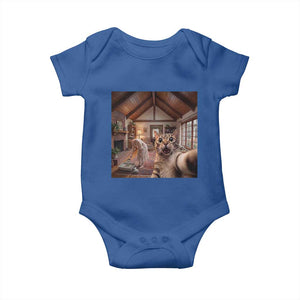 Cat Selfie with Woman Funny Cat Mom Baby Onesie TS11 Royal Blue Print Your Wear