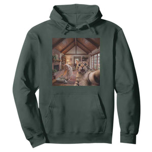 Cat Selfie with Woman Funny Cat Mom Hoodie TS11 Dark Forest Green Print Your Wear