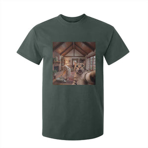Cat Selfie with Woman Funny Cat Mom T Shirt For Kid TS11 Dark Forest Green Print Your Wear