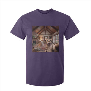 Cat Selfie with Woman Funny Cat Mom T Shirt For Kid TS11 Purple Print Your Wear