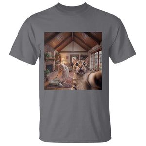 Cat Selfie with Woman Funny Cat Mom T Shirt TS11 Charcoal Print Your Wear