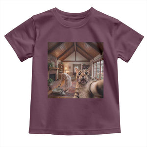 Cat Selfie with Woman Funny Cat Mom Toddler T Shirt TS11 Maroon Print Your Wear