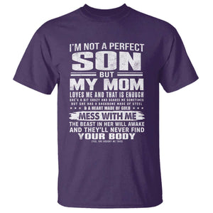 I Am Not A Perfect Son But My Mom Loves Me And That Is Enough T Shirt Boy Mom Mother's Day Gifts TS11 Purple Print Your Wear