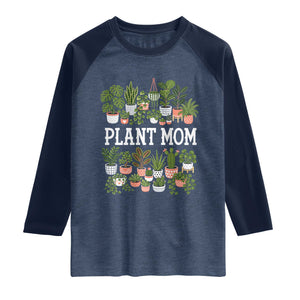Plant Mom Raglan Shirt Funny Plant Lady Mama Floral Garden TS11 Heather Denim Navy Print Your Wear