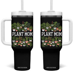 Plant Mom Tumbler With Handle Funny Plant Lady Mama Floral Garden TS11 One Size: 40 oz Black Print Your Wear