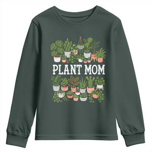 Plant Mom Youth Sweatshirt Funny Plant Lady Mama Floral Garden TS11 Dark Forest Green Print Your Wear