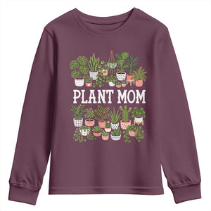 Plant Mom Youth Sweatshirt Funny Plant Lady Mama Floral Garden TS11 Maroon Print Your Wear