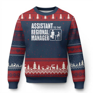 Assistant To The Regional Manager Ugly Christmas Sweater Funny Dad Baby Matching TS11 Navy Red Print Your Wear