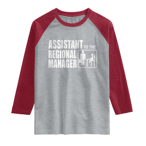 Assistant To The Regional Manager Raglan Shirt Funny Dad Baby Matching TS11 Heather Gray Heather Red Print Your Wear