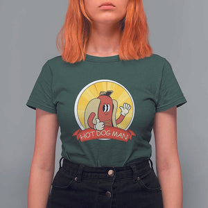 Hot Dog Man T Shirt For Women Vintage Comic Retro TS11 Dark Forest Green Print Your Wear