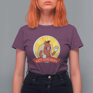 Hot Dog Man T Shirt For Women Vintage Comic Retro TS11 Maroon Print Your Wear