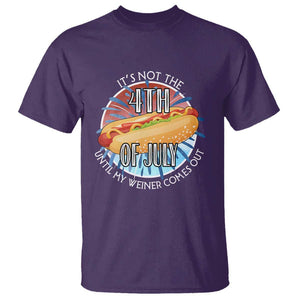 Funny Independence Day T Shirt It's Not 4th Of July Until My Wiener Comes Out Hot Dog USA Flag TS11 Purple Print Your Wear