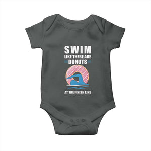 Swimming Lover Baby Onesie Swim Like There Are Donuts At The Finish Line TS11 Dark Heather Print Your Wear