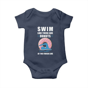 Swimming Lover Baby Onesie Swim Like There Are Donuts At The Finish Line TS11 Navy Print Your Wear