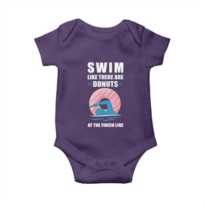 Swimming Lover Baby Onesie Swim Like There Are Donuts At The Finish Line TS11 Purple Print Your Wear