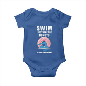 Swimming Lover Baby Onesie Swim Like There Are Donuts At The Finish Line TS11 Royal Blue Print Your Wear