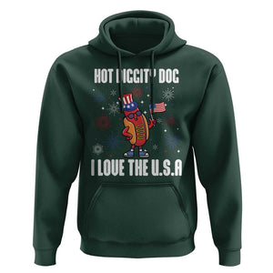 Funny Fourth Of July Hoodie Hot Diggity Dog I Love USA TS11 Dark Forest Green Print Your Wear